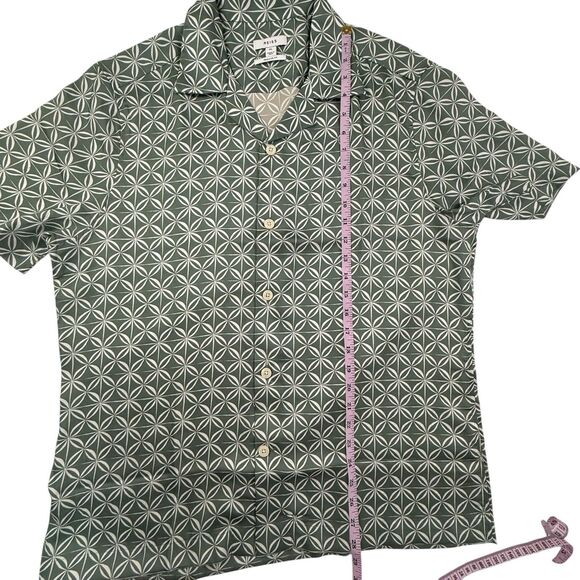 REISS Tintipan Camp Shirt Men XL Geometric Green Resortwear Vacation Regular Fit - Picture 10 of 10